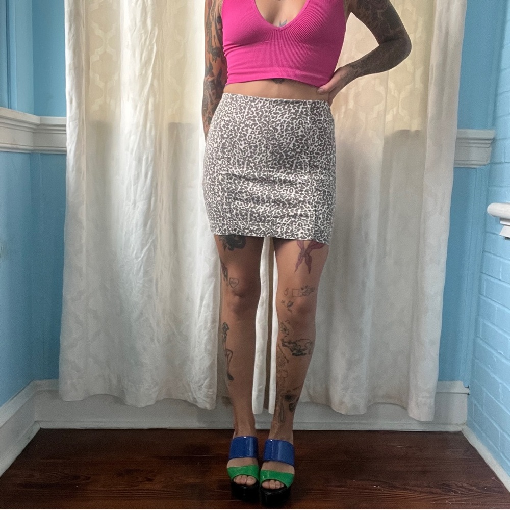 free people cheetah mini bodycon skirt size 2